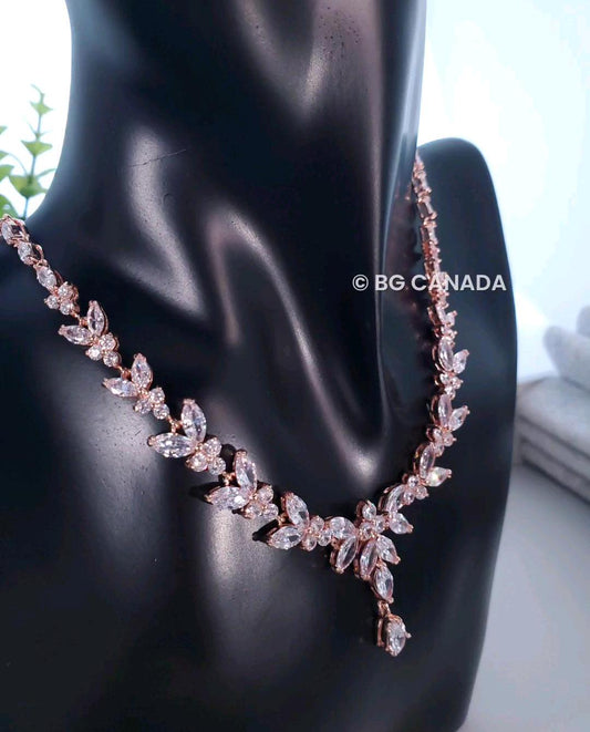 pearl drop earrings CZ wedding Necklace with bracelet bridal necklace with pearl drop earrings wedding jewelry set sparkly wedding jewelry