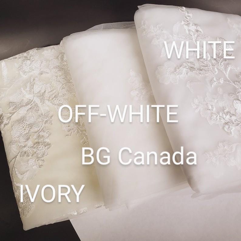 Beaded Leaf Lace Cathedral Veil - Bridal Ivory Tulle Veil