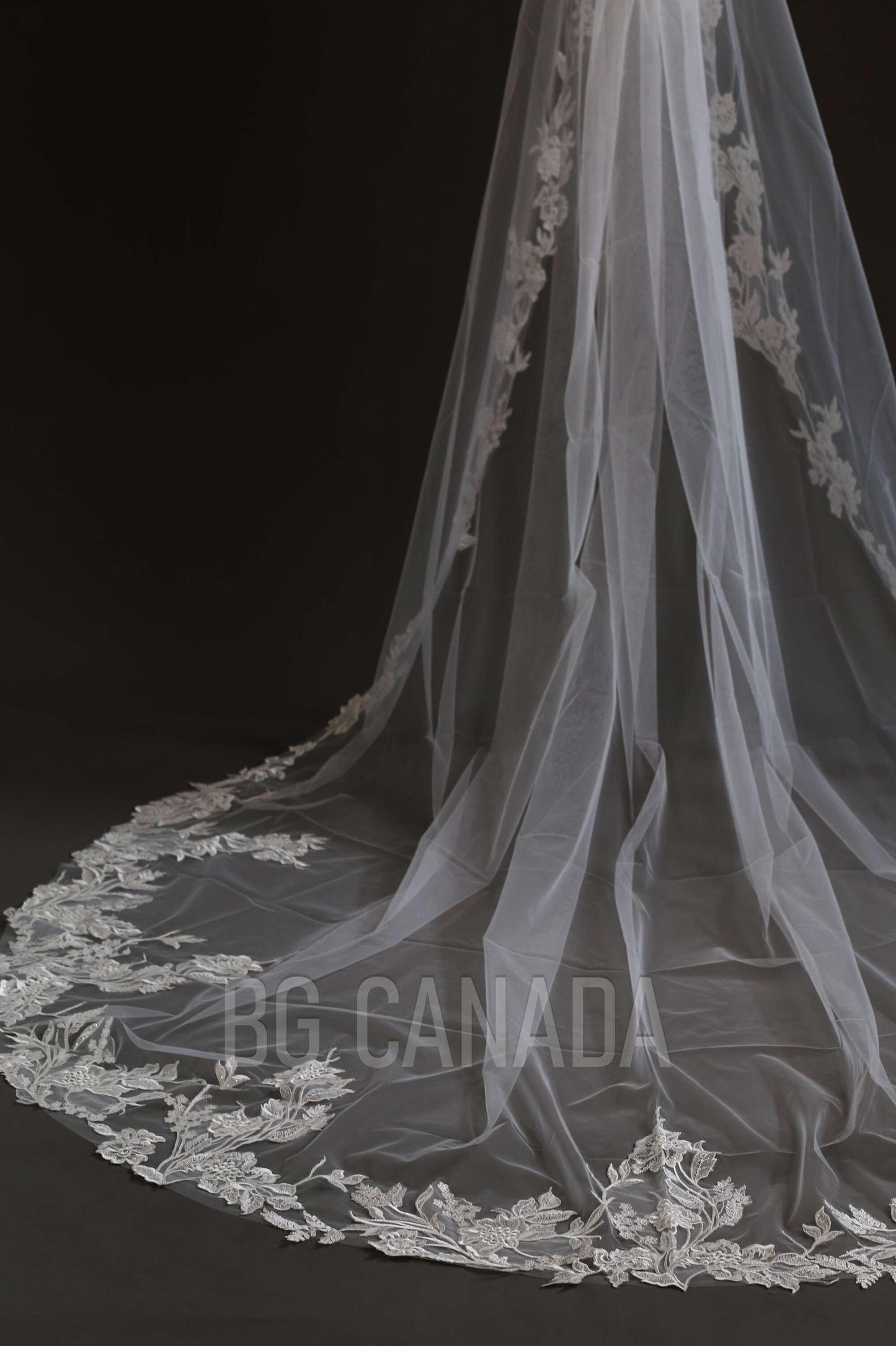 Wedding Veil Flower Veil Floral edged Bridal Veil Bridal illusion tulle soft wedding veil cathedral length veil luxury wedding veil