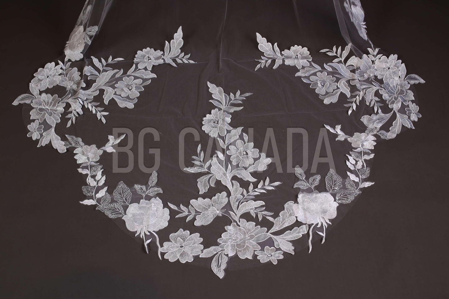 Floral Lace Cathedral Veil: Big Flower Bridal Veil