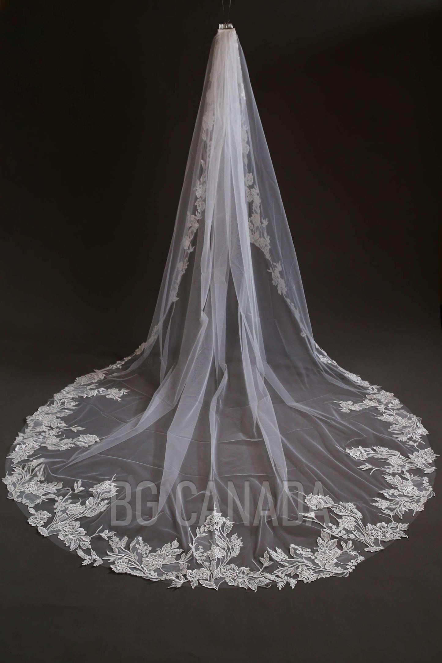 Wedding Veil Flower Veil Floral edged Bridal Veil Bridal illusion tulle soft wedding veil cathedral length veil luxury wedding veil