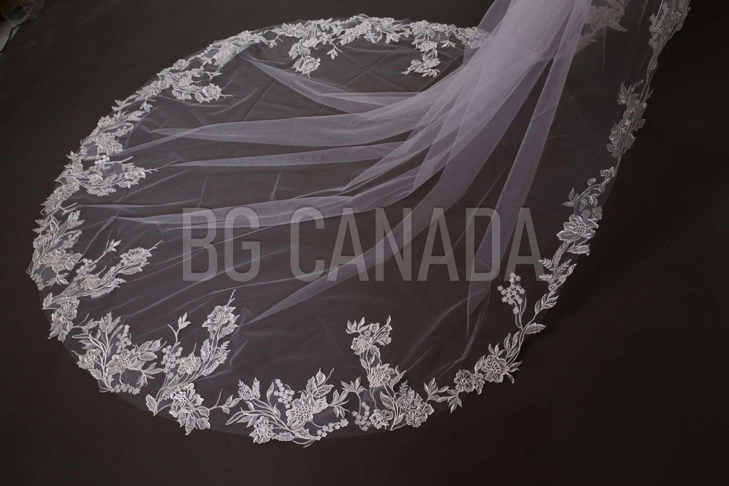 Wedding Veil Flower Veil Floral edged Bridal Veil Bridal illusion tulle soft wedding veil cathedral length veil luxury wedding veil