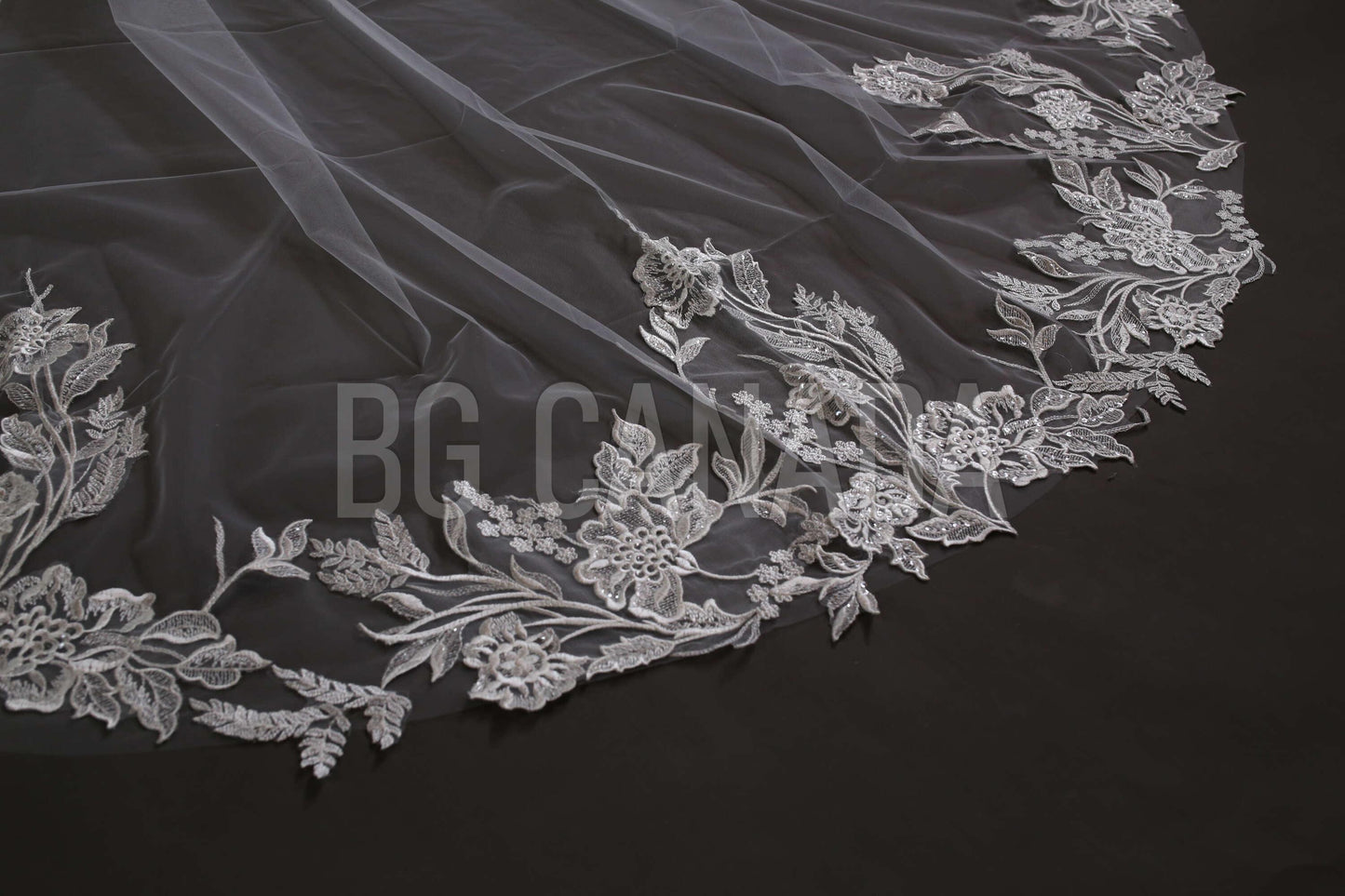 Wedding Veil Flower Veil Floral edged Bridal Veil Bridal illusion tulle soft wedding veil cathedral length veil luxury wedding veil
