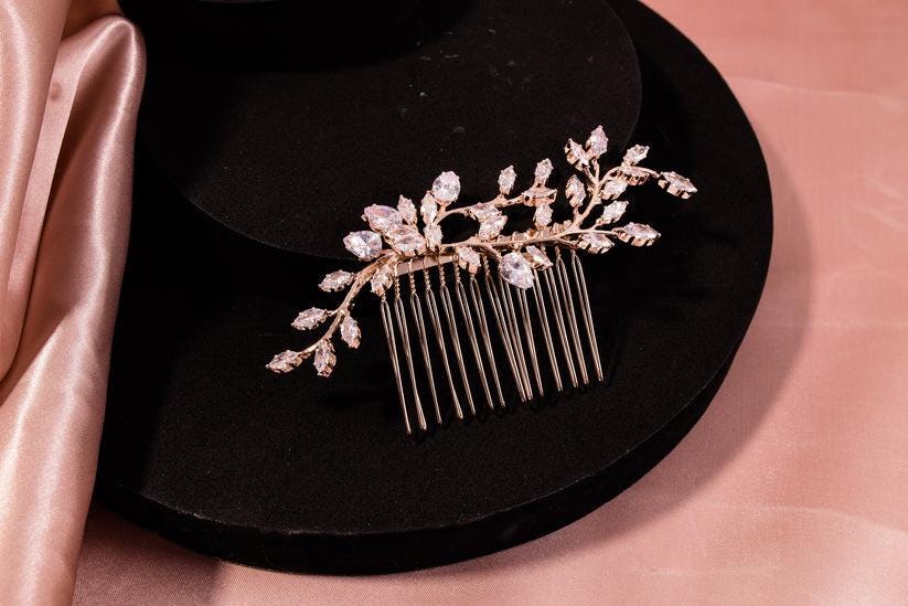 Zirconia wedding hair piece silver hair comb bridal hair piece wedding accessories cz leaves hair comb silver wedding accessory bridal comb