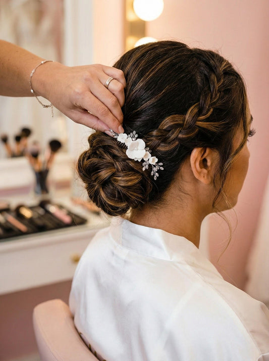 Wedding Comb Flower comb Bridal haircomb floral comb white floral hairpiece Wedding hair accessory Bridal Headpiece Wedding Flower Comb