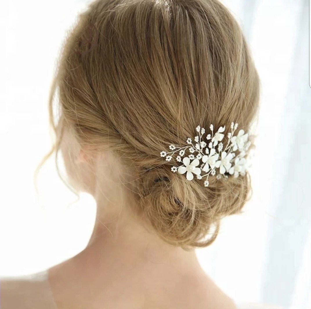 Floral Bridal hair pin,wedding accessories,wedding hair accessories,bridal hair jewelry, bridal hair accessories,hair pin white
