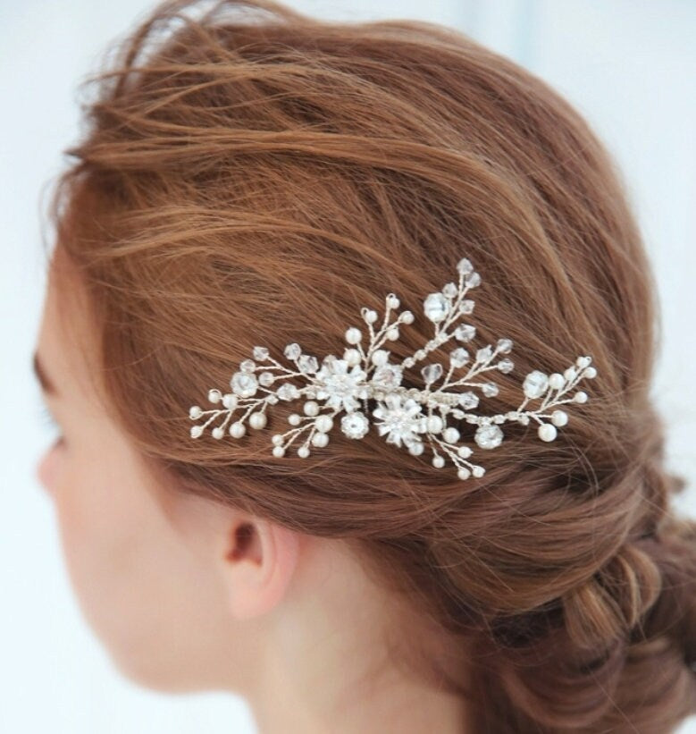 Bridal hair comb silver, wedding hair comb, bridal hair accessories, wedding hair accessories, bridal hairpiece silver