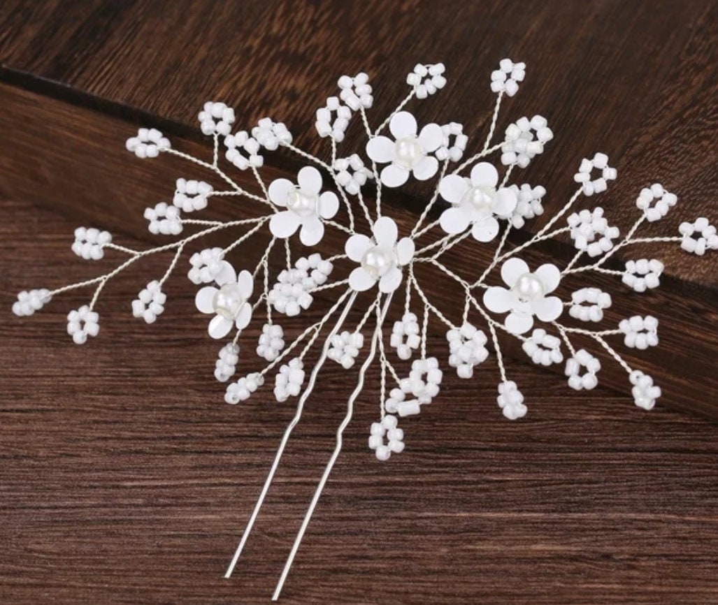 Floral Bridal hair pin,wedding accessories,wedding hair accessories,bridal hair jewelry, bridal hair accessories,hair pin white