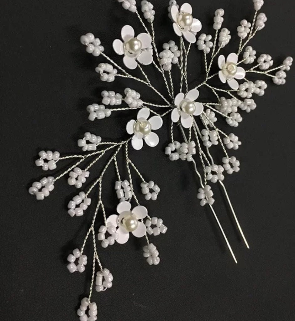Floral Bridal hair pin,wedding accessories,wedding hair accessories,bridal hair jewelry, bridal hair accessories,hair pin white