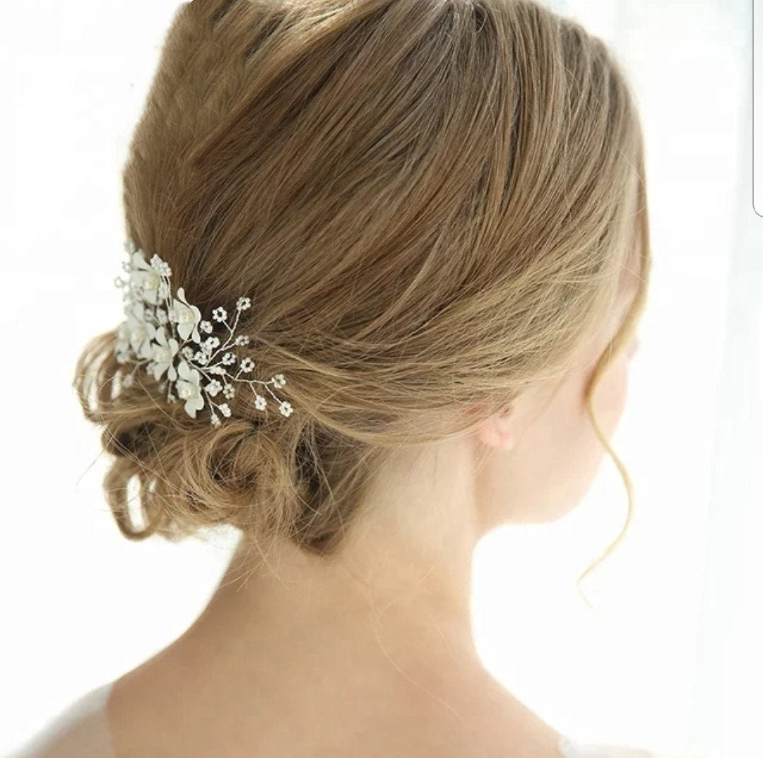 Floral Bridal hair pin,wedding accessories,wedding hair accessories,bridal hair jewelry, bridal hair accessories,hair pin white