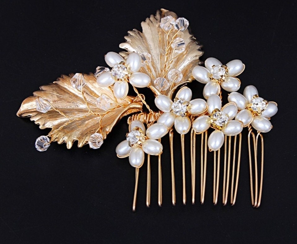 Vintage bridal comb, gold bridal comb, bridal haircomb, vintage bridal comb, wedding haircomb, bridal hairpiece, wedding hairpiece, haircomb