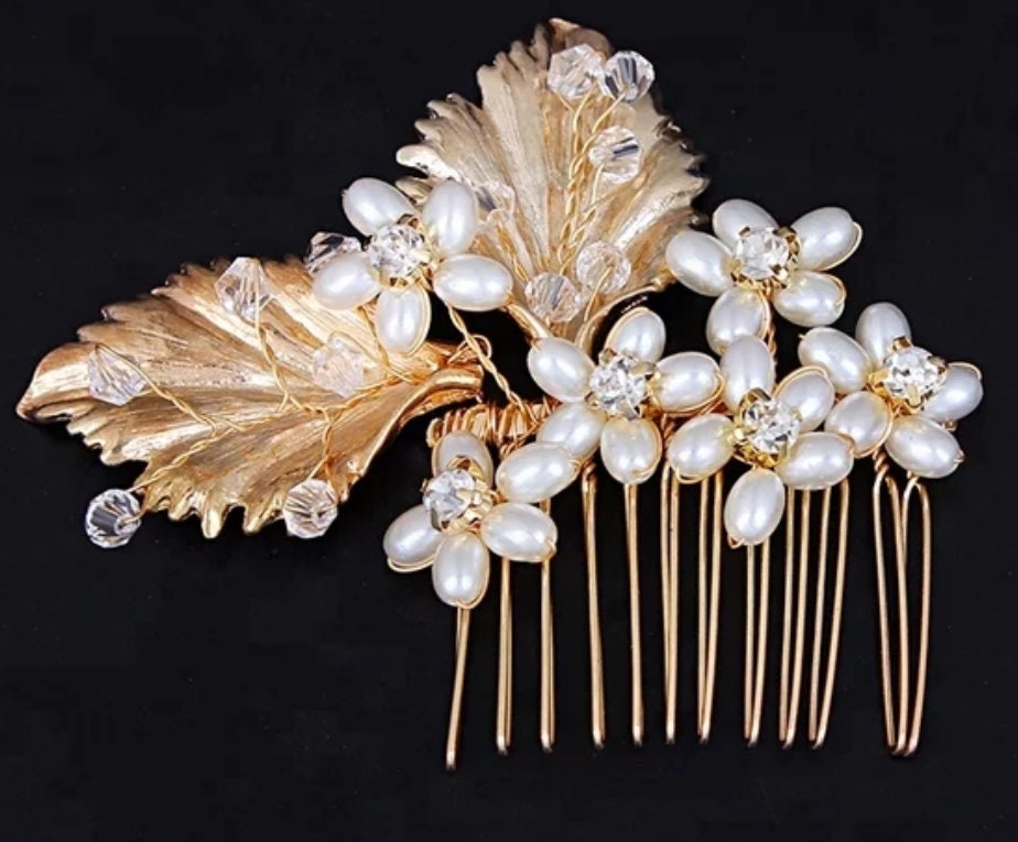 Vintage bridal comb, gold bridal comb, bridal haircomb, vintage bridal comb, wedding haircomb, bridal hairpiece, wedding hairpiece, haircomb