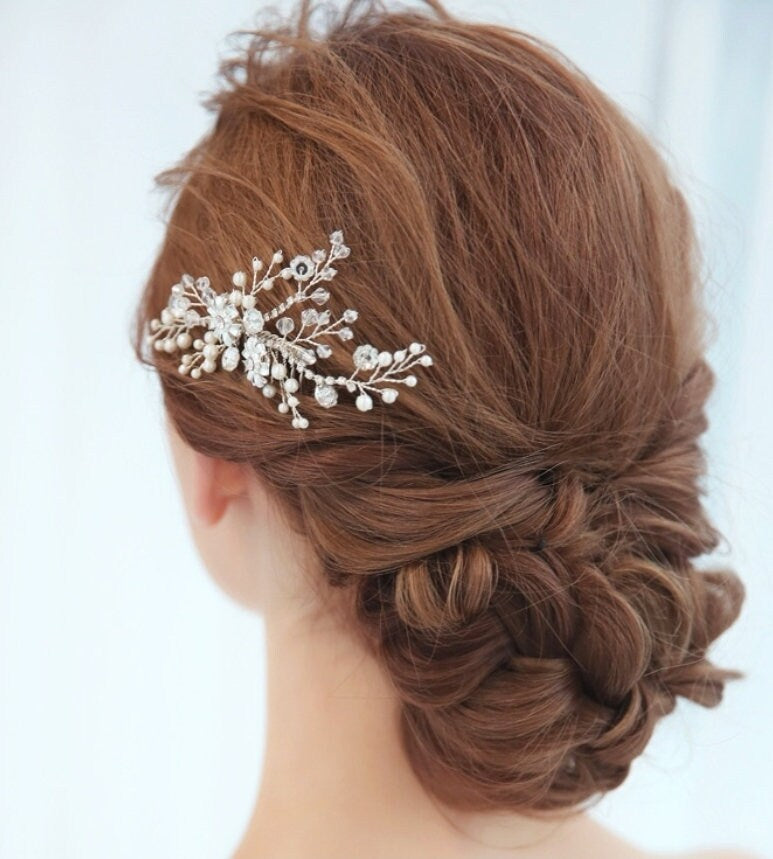 Bridal hair comb silver, wedding hair comb, bridal hair accessories, wedding hair accessories, bridal hairpiece silver