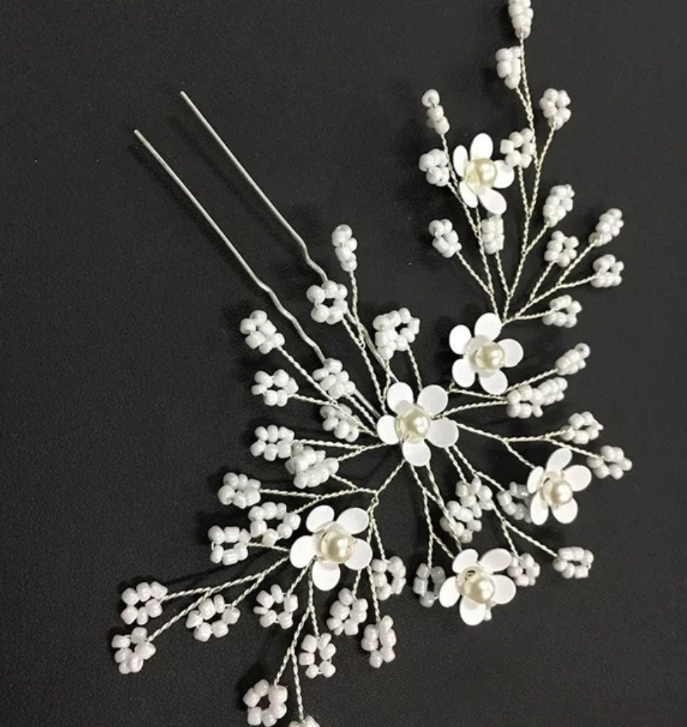 Floral Bridal hair pin,wedding accessories,wedding hair accessories,bridal hair jewelry, bridal hair accessories,hair pin white
