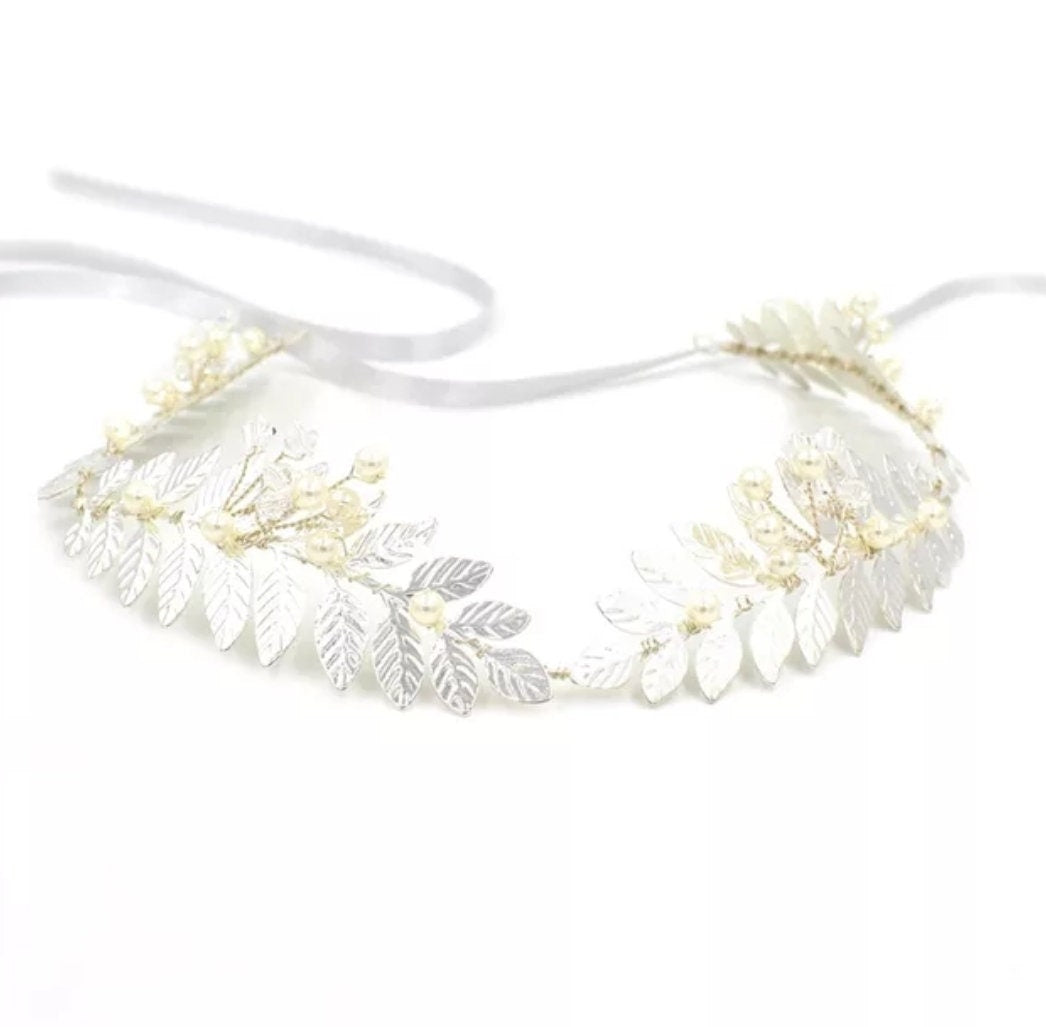 Gold leaves bridal hair accessories vintage bridal hair band Bridal silver leaves hair band bridal hair accessories bridal leaves hair vine