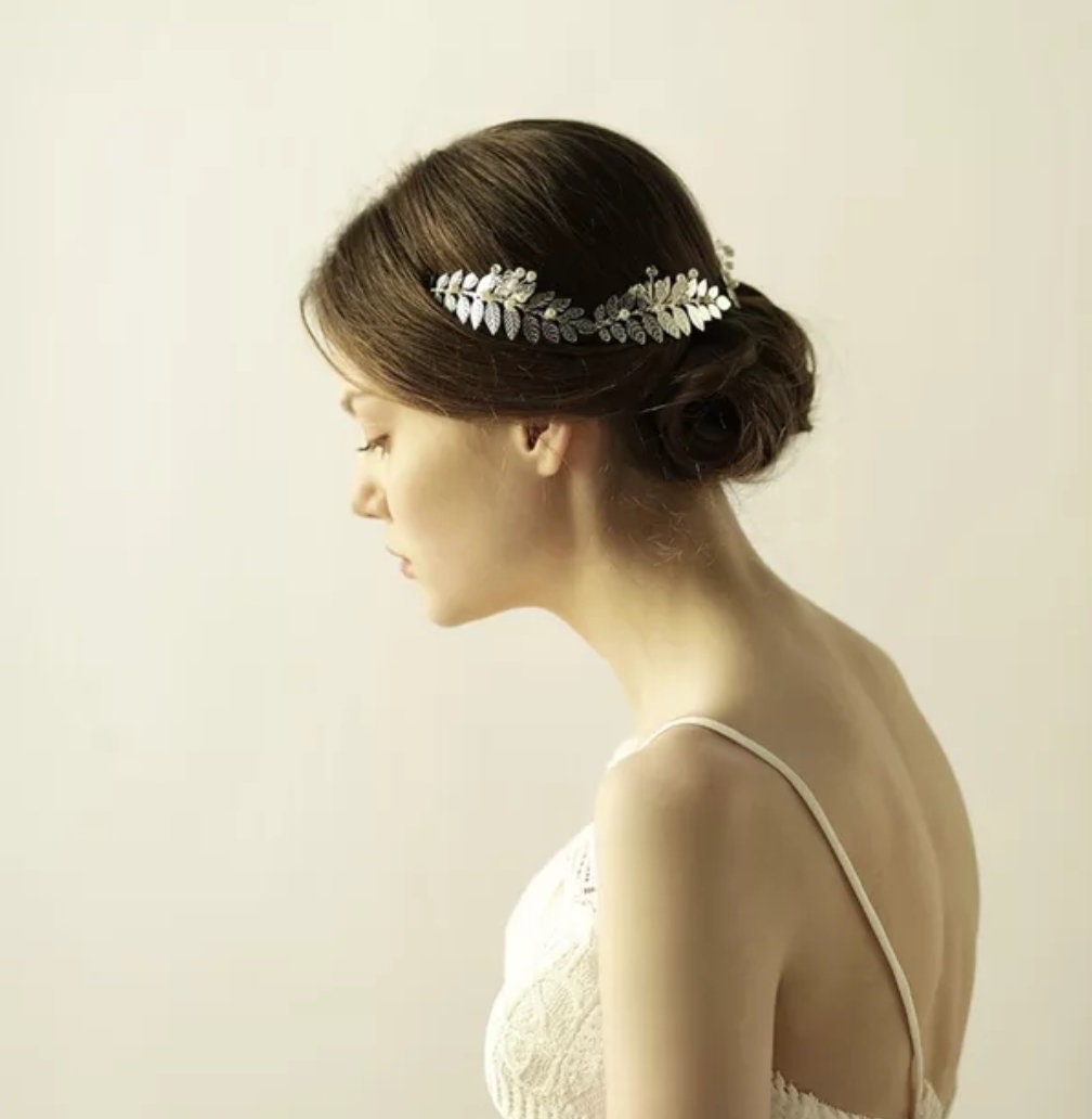 Gold leaves bridal hair accessories vintage bridal hair band Bridal silver leaves hair band bridal hair accessories bridal leaves hair vine