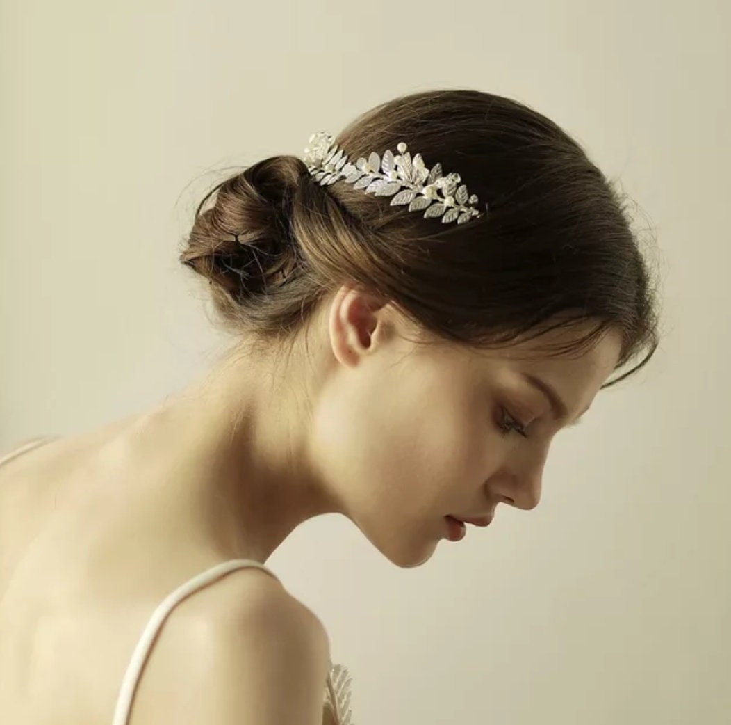 Gold leaves bridal hair accessories vintage bridal hair band Bridal silver leaves hair band bridal hair accessories bridal leaves hair vine
