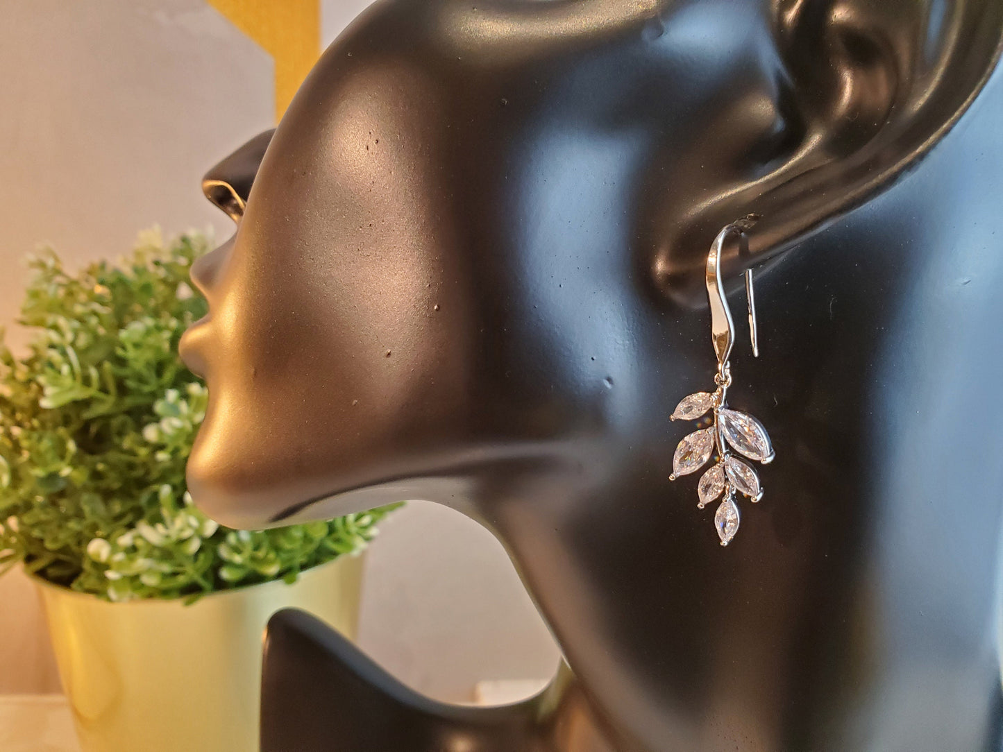 Leaf Silver Bridal Earrings crystal Bridal Earrings Wedding Earrings wedding accessories bridal jewelry