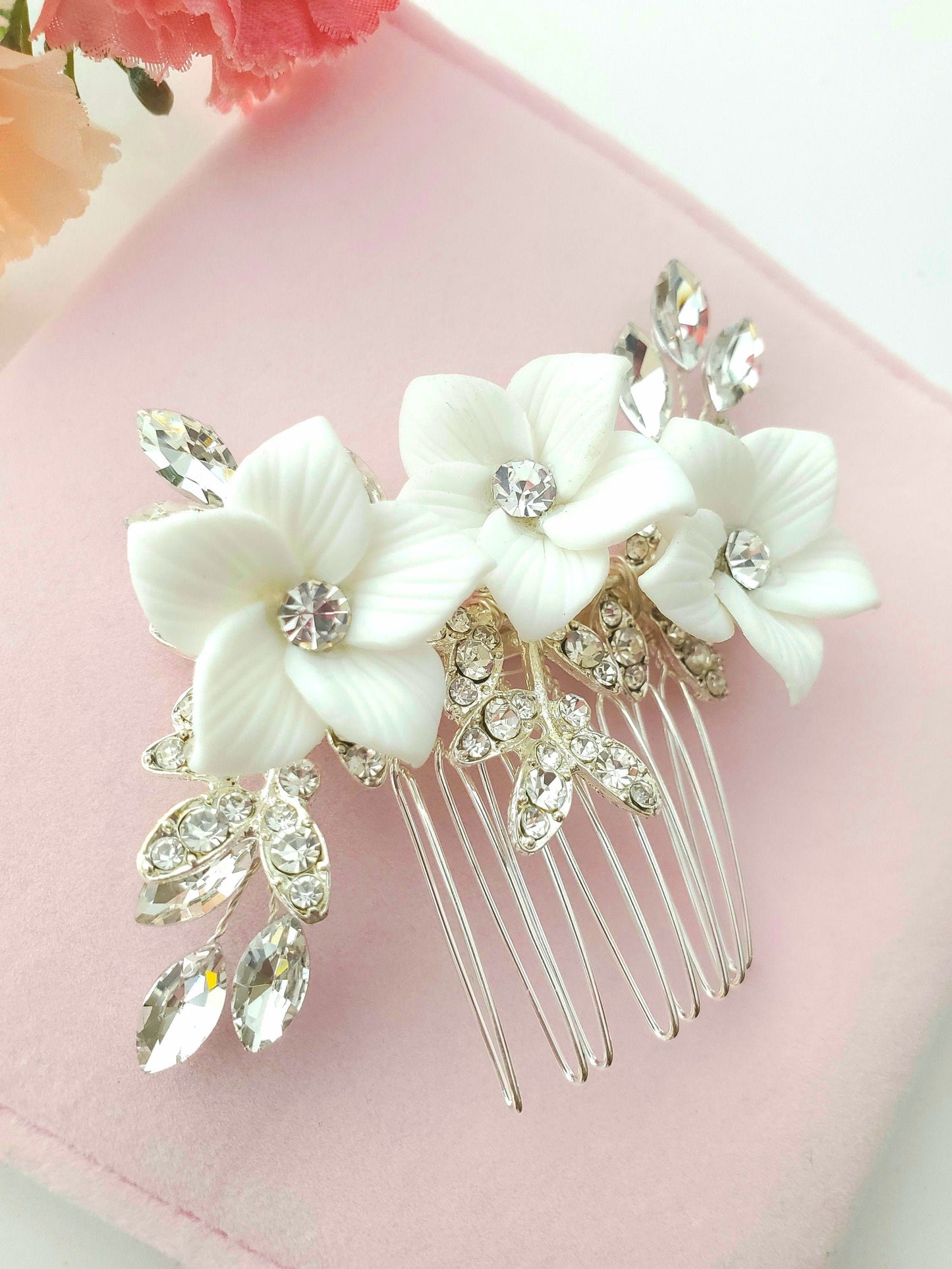 Bridal hair comb white bridal hair accessories wedding hair accessories wedding hair comb bridesmaids gift flower hair comb mini hair comb