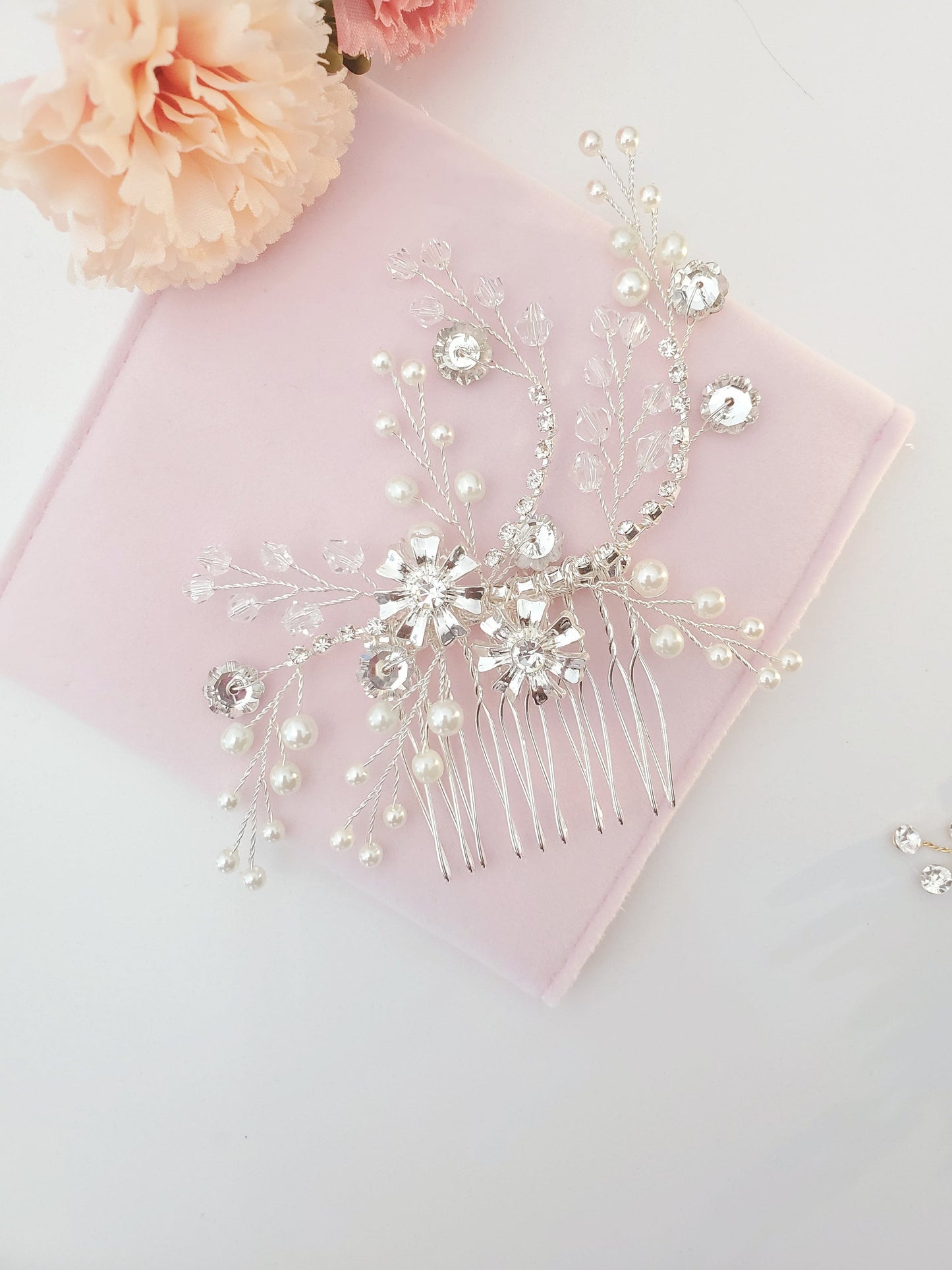 Bridal hair comb silver, wedding hair comb, bridal hair accessories, wedding hair accessories, bridal hairpiece silver