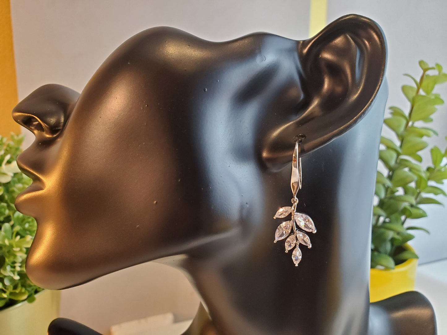 Leaf Silver Bridal Earrings crystal Bridal Earrings Wedding Earrings wedding accessories bridal jewelry