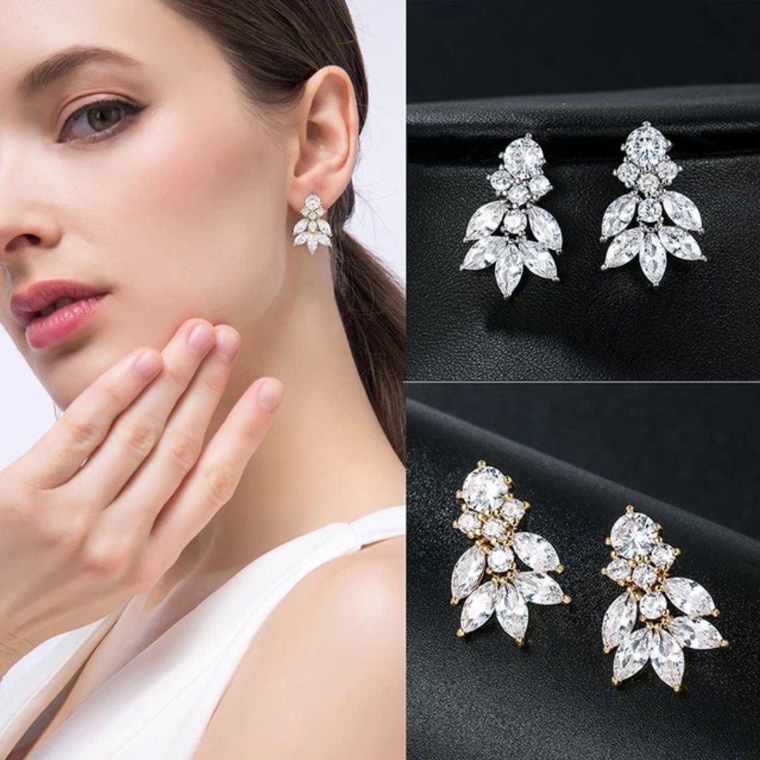 Rose gold earring for bride wedding earring Bridal earrings rose gold minimalist Bridal Earrings small bridal earrings wedding jewelry