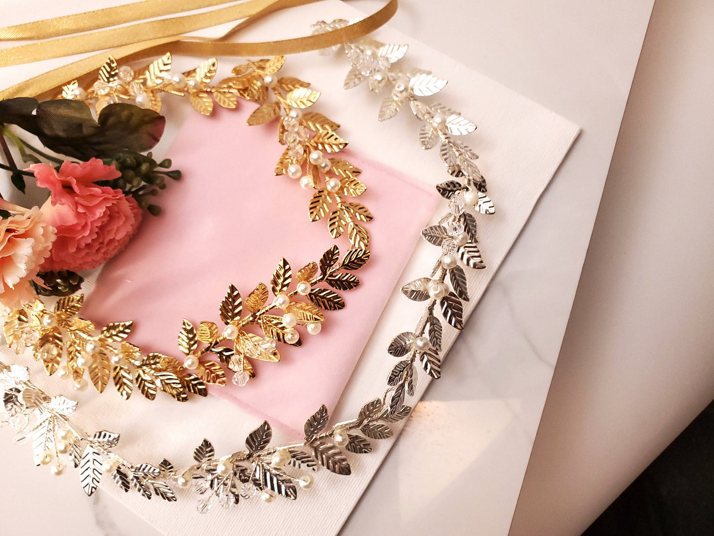 Gold leaves bridal hair accessories vintage bridal hair band Bridal silver leaves hair band bridal hair accessories bridal leaves hair vine