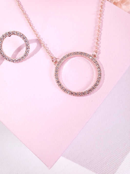 Rose Gold Circle Necklace Earrings Bridesmaids Eternity Necklace gift for her Karma Necklace Delicate Necklace Dainty Necklace