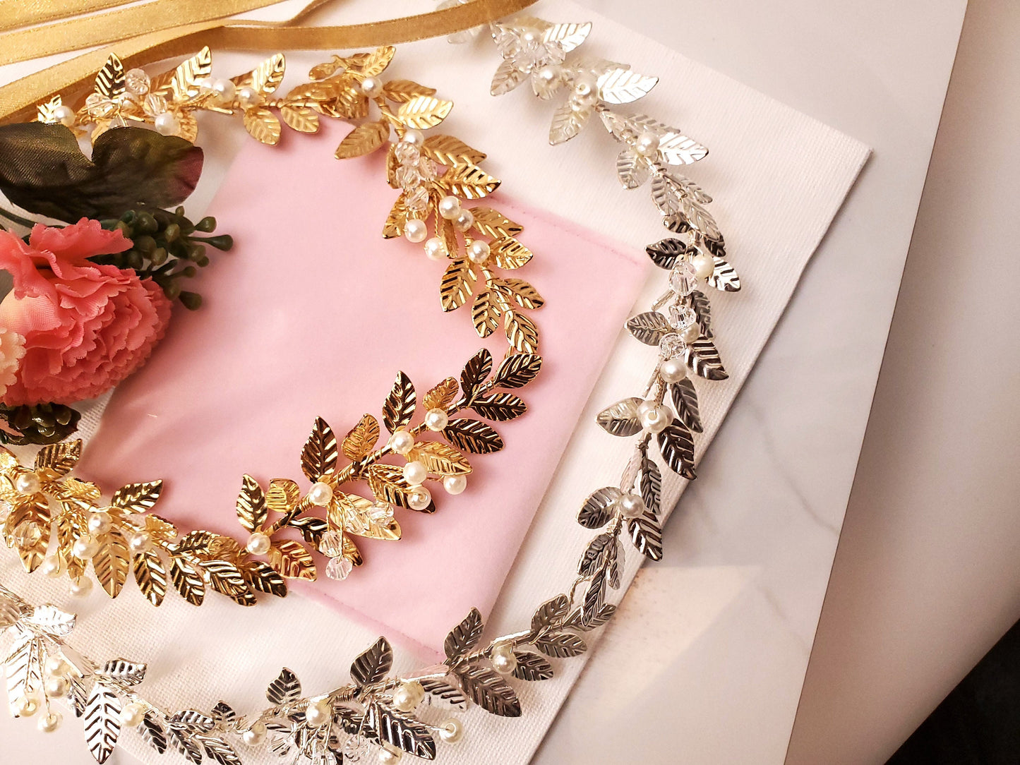 Gold leaves bridal hair accessories vintage bridal hair band Bridal silver leaves hair band bridal hair accessories bridal leaves hair vine