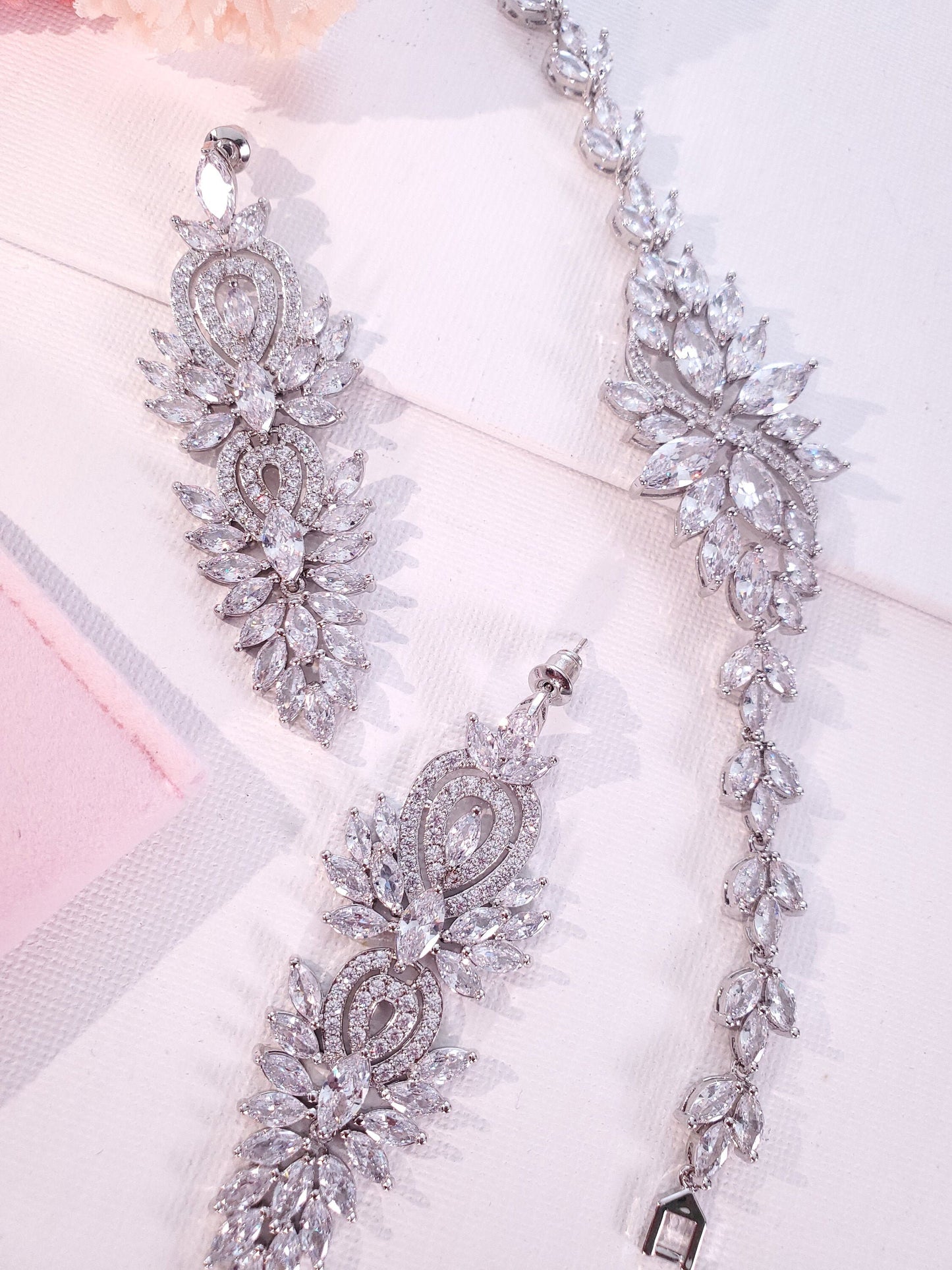 Silver Bridal Earrings pageant earrings long bridal earrings bridal jewelry dangle drop earring for brides silver bridal bracelet