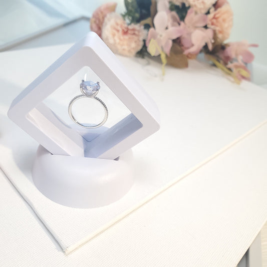 Single stone Round Sterling Silver solitaire Promise Ring Anniversary Ring Gift CZ Engagement ring Women Eternity Ring Silver 3 CT Ring