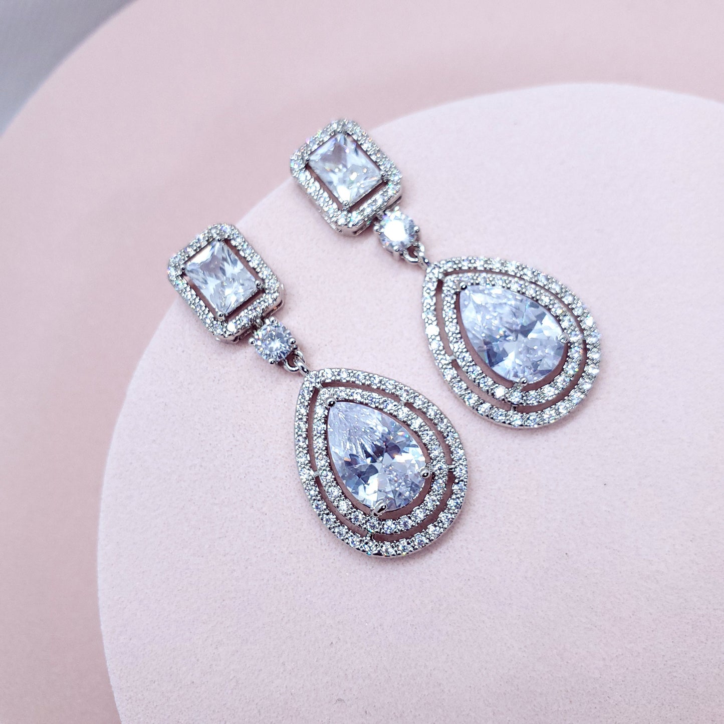 Bridal earrings tear drop