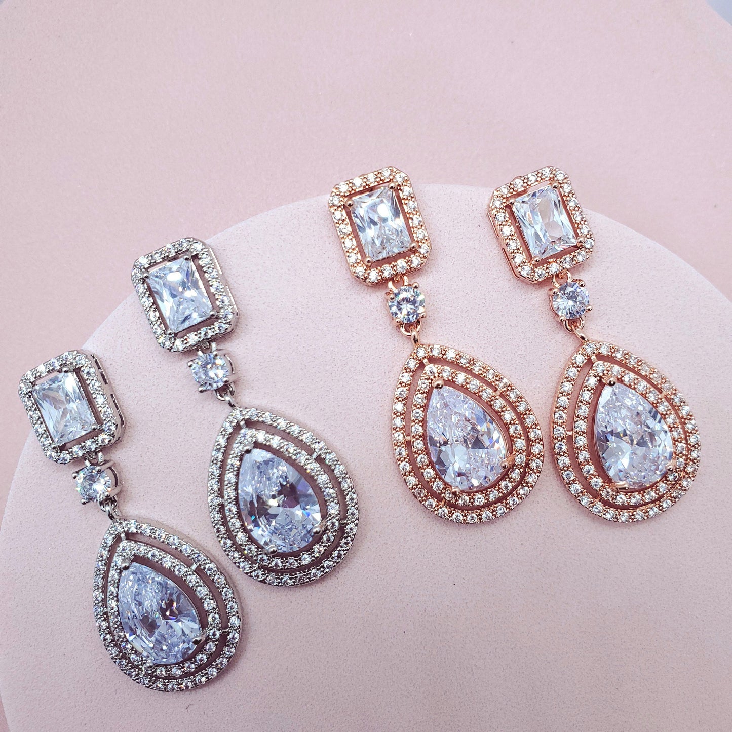 Bridal earrings tear drop