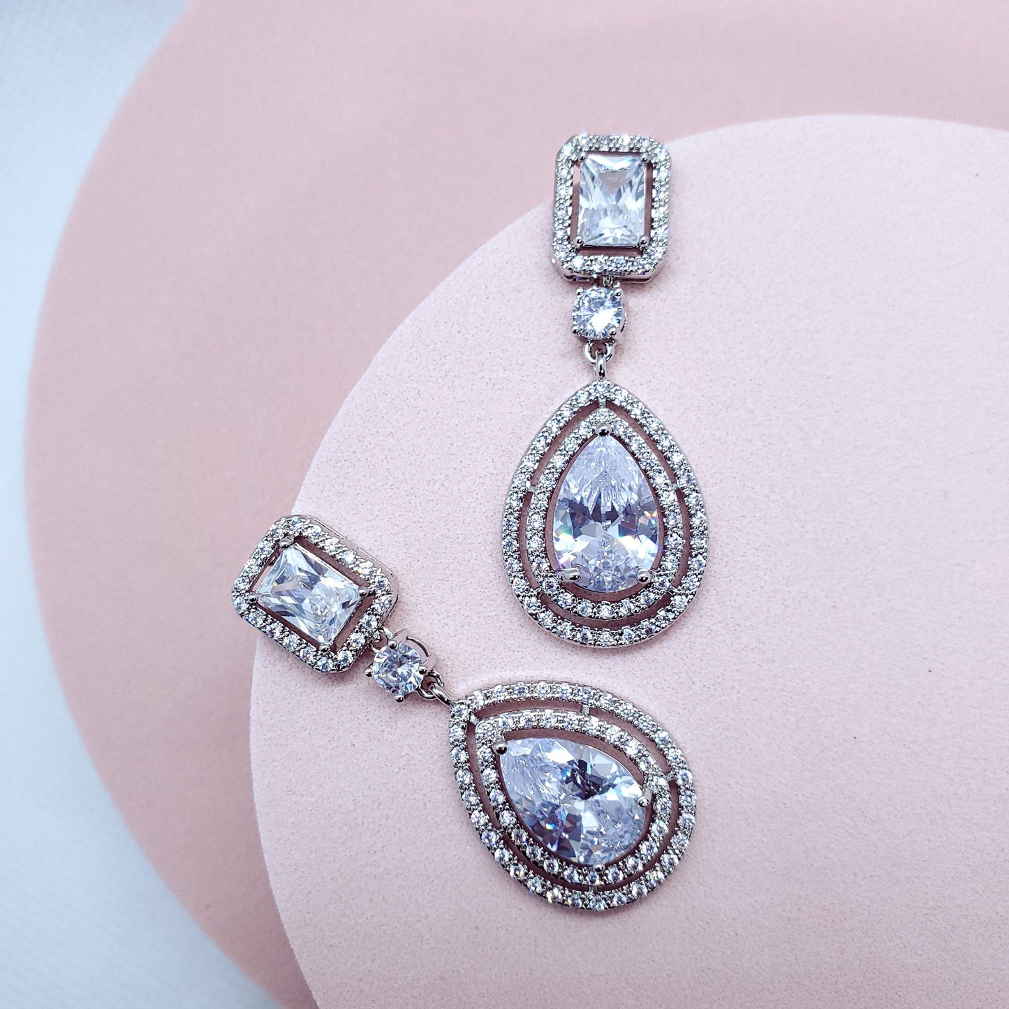 Bridal earrings tear drop