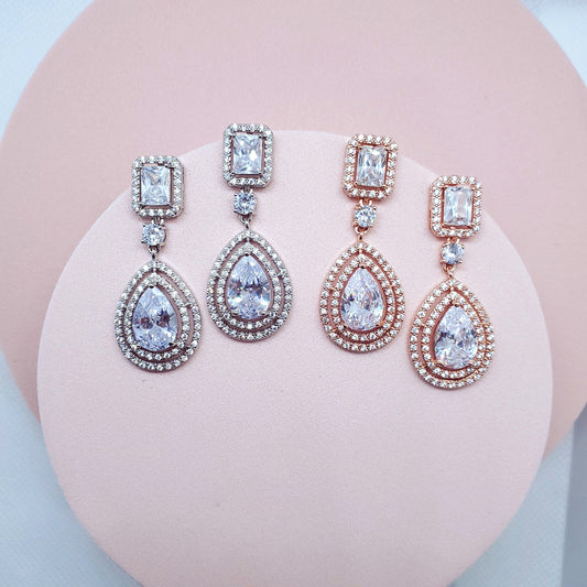 Bridal earrings tear drop