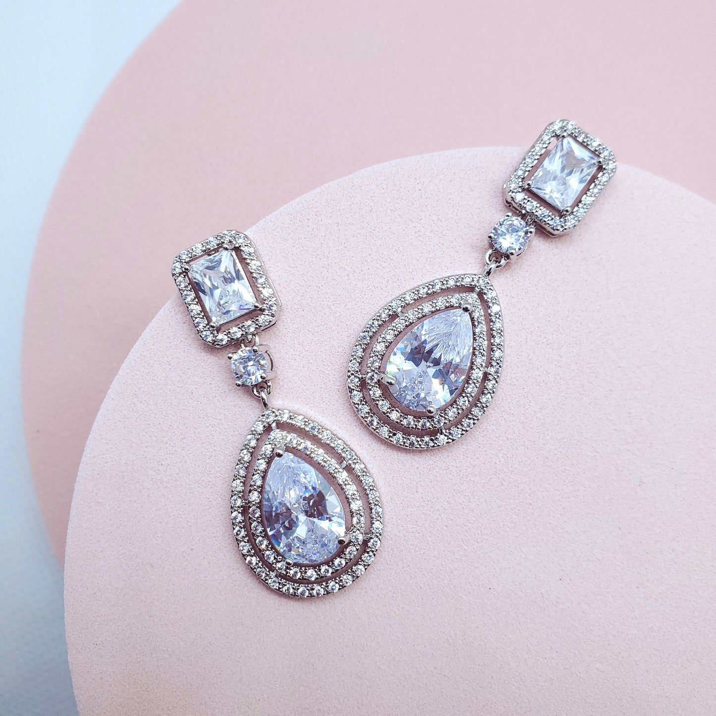 Bridal earrings tear drop