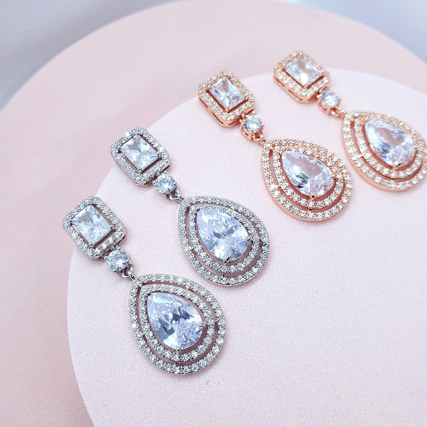 Bridal earrings tear drop