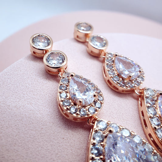 Long earrings statement earrings silver earrings teardrop jewelry Crystal jewelery for bride bridal earrings wedding earrings teardrop