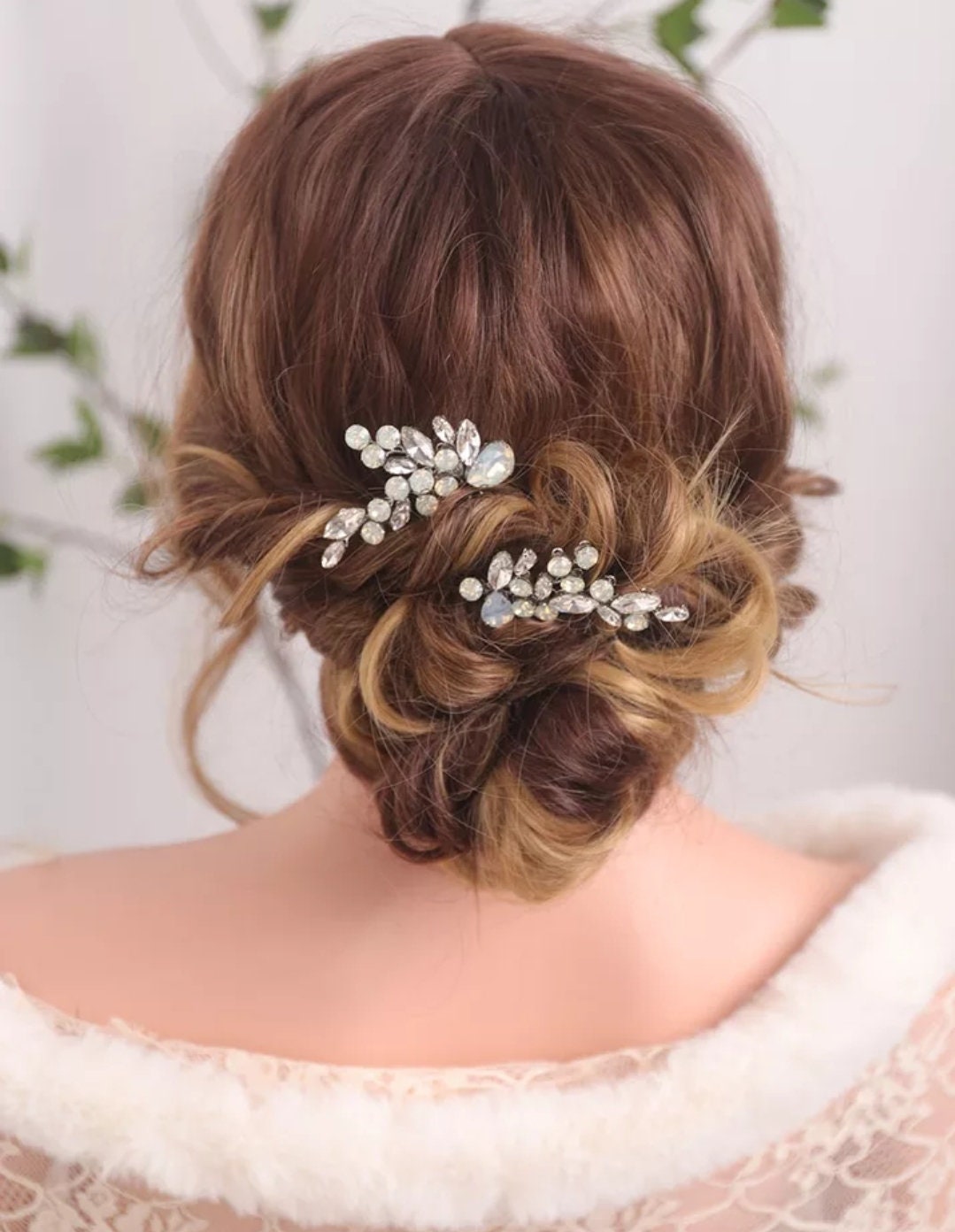 Minimalist Small Bridal Hair Comb - Opal Crystals Wedding Hair Comb