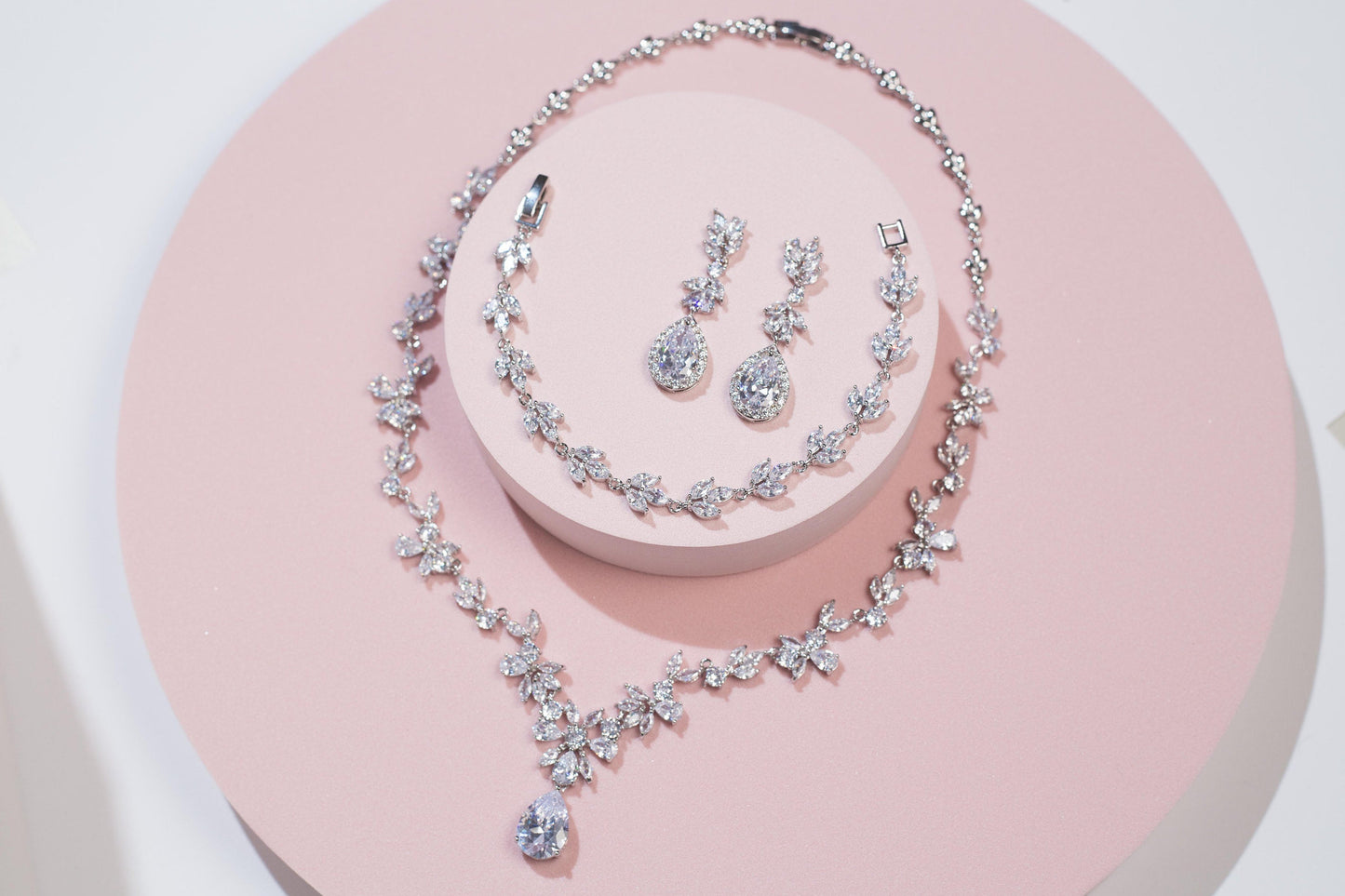 Wedding necklace Bridal jewelry set for brides silver bridal necklace sets bridal earrings set bridal accessories for wedding