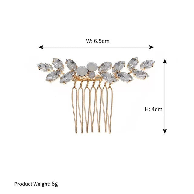 Minimalist Small Bridal Hair Comb - Opal Crystals Wedding Hair Comb
