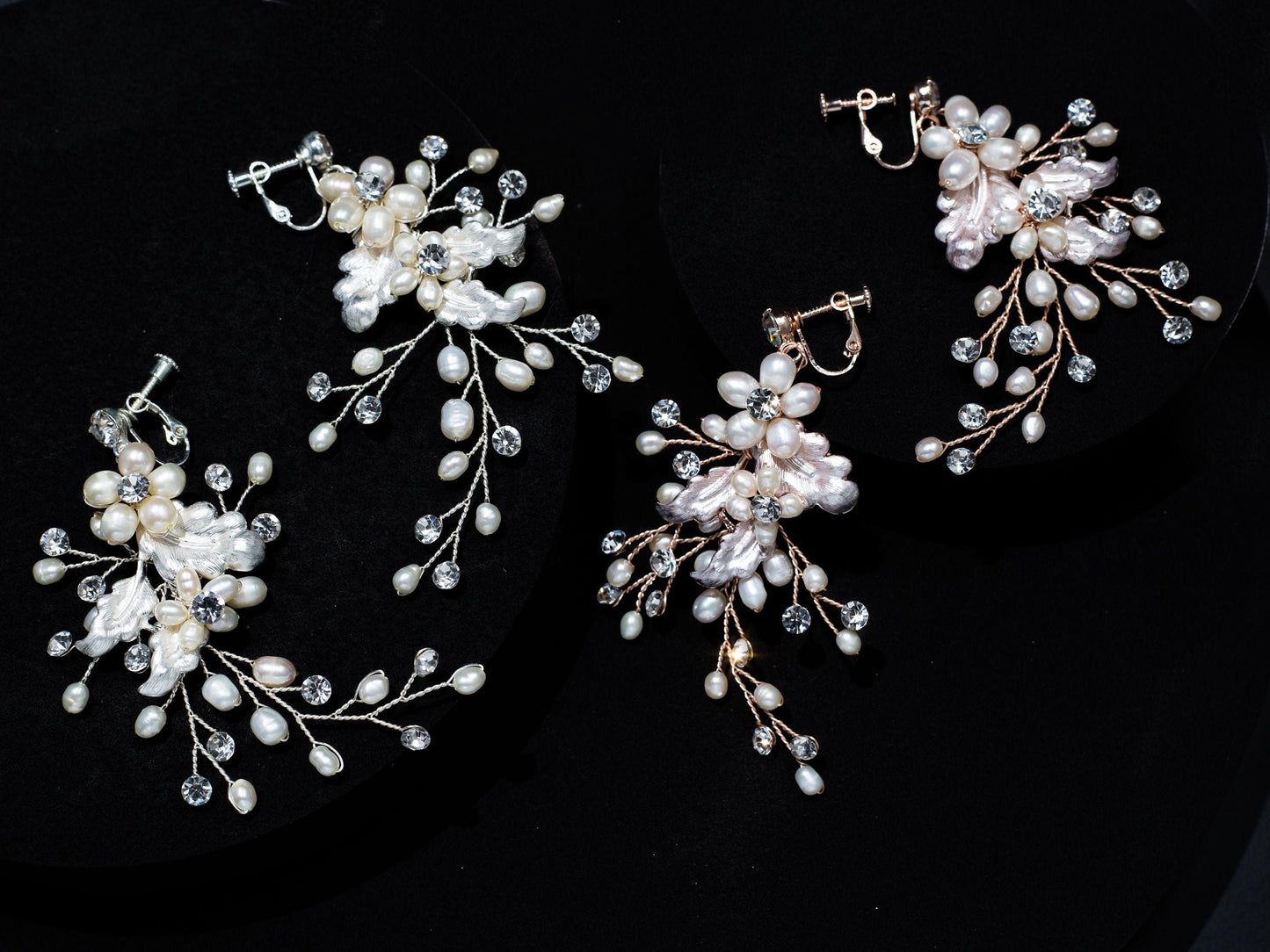 Freshwater Pearl earrings Swarovski Boho Wedding Earrings floral vine earrings boho bridal earrings Long Bridal Earrings statement earring