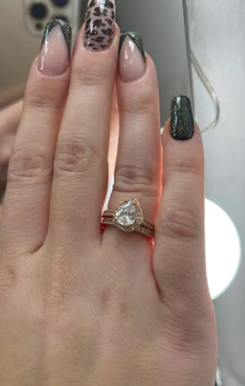 Rose gold stackable band ring Classic Christmas gift for her CZ Zirconia stacked Promise Ring Zirconia Cluster engagement band half eternity