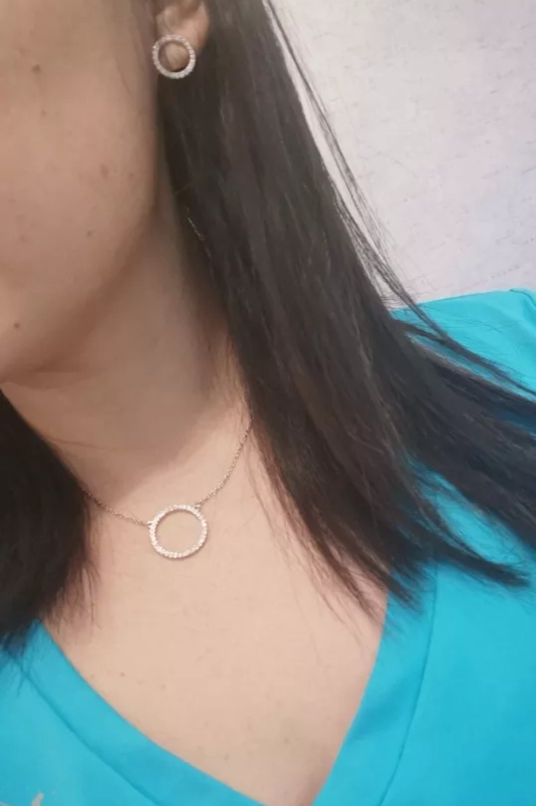 Rose Gold Circle Necklace Earrings Bridesmaids Eternity Necklace gift for her Karma Necklace Delicate Necklace Dainty Necklace