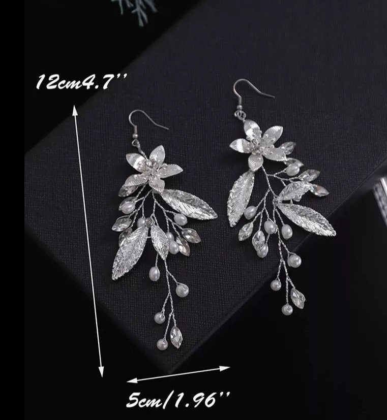 Bridal hair comb boho wedding accessories bridal Hair comb and matching earrings boho bridal earrings
