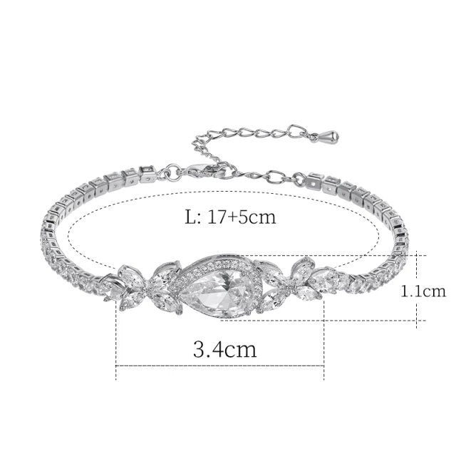 CZ Tennis Bracelet bridal jewelry bridal bracelet wedding bracelet simple teardrop bracelet for bride bracelet