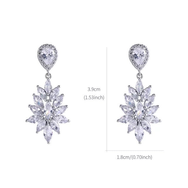 Wedding earrings for brides bridal earrings Zirconia drop wedding earrings silver earrings sets small drop earrings