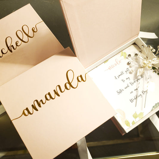 Personalized Bridesmaids gift box Bridesmaids Name customized boxes for gift boxes gold foil name bridal party gift