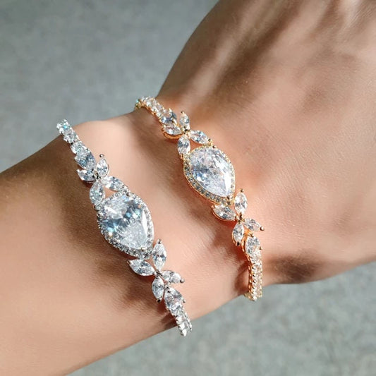 CZ Tennis Bracelet bridal jewelry bridal bracelet wedding bracelet simple teardrop bracelet for bride bracelet