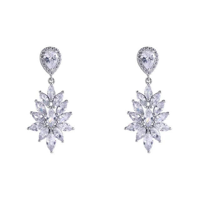 Wedding earrings for brides bridal earrings Zirconia drop wedding earrings silver earrings sets small drop earrings